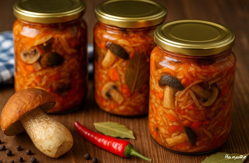 Солянка с грибами и капустой на зиму